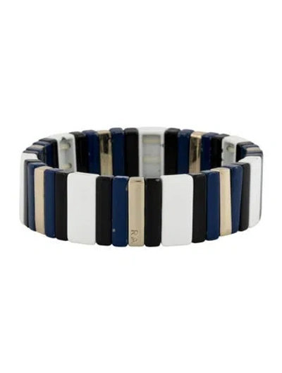 Pre-owned Roxanne Assoulin Enamel Stretch Bead Bracelet, 6.5" In Multi