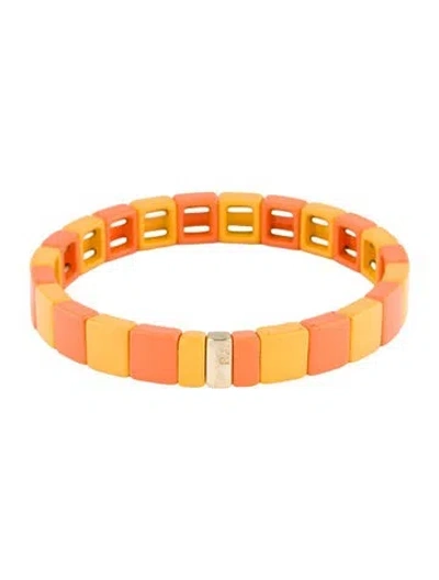 Pre-owned Roxanne Assoulin Enamel Stretch Bead Bracelet, 6.5" In Multi