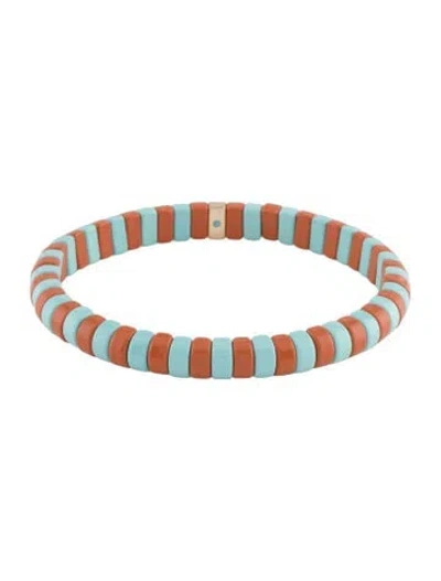 Pre-owned Roxanne Assoulin Enamel Stretch Bead Bracelet, 6.5" In Multi