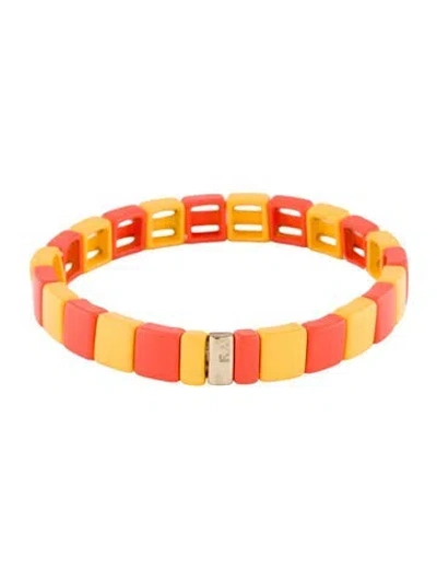 Pre-owned Roxanne Assoulin Enamel Stretch Bead Bracelet, 7" In Multi