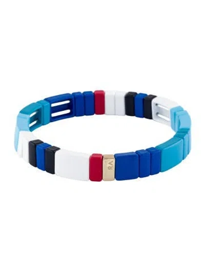 Pre-owned Roxanne Assoulin Enamel Stretch Bead Bracelet, 7.5" In Multi