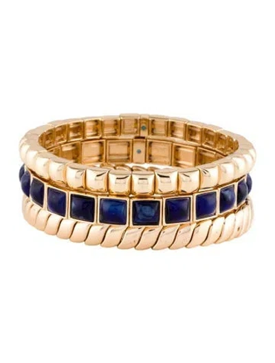 Pre-owned Roxanne Assoulin Enamel Stretch Bead Bracelet Set, 7" In Multi