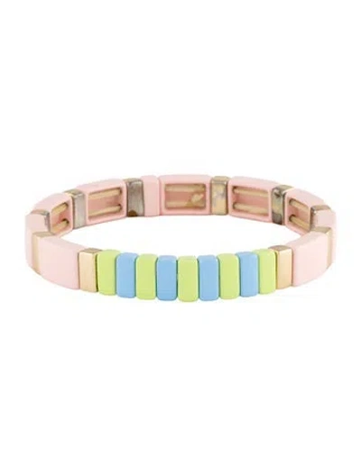 Pre-owned Roxanne Assoulin Enamel Stretch Bracelet, 6.5" In Multi