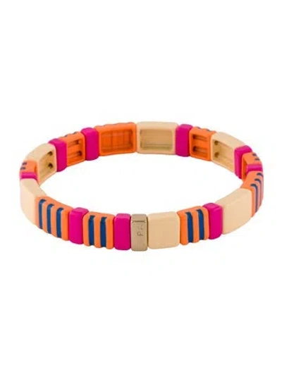 Pre-owned Roxanne Assoulin Enamel Stretch Bracelet, 6.5" In Multi