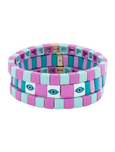 Pre-owned Roxanne Assoulin Enamel Stretch Bracelet., 6.5" In Multi