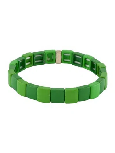 Pre-owned Roxanne Assoulin Enamel Stretch Bracelet In Green