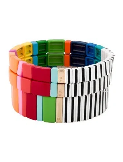 Pre-owned Roxanne Assoulin Enamel Stretch Bracelet Set