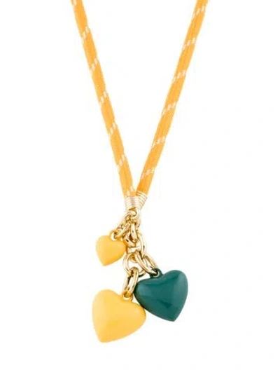 Pre-owned Roxanne Assoulin Enamel The Long Happy Cord Charm Necklace, 31.25" In Multicolor