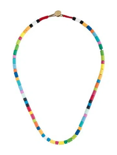 Pre-owned Roxanne Assoulin Enamel U-tube Beaded Strand Necklace, 16" In Black/blue/brown