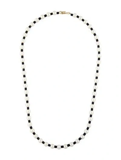 Pre-owned Roxanne Assoulin Faux Pearl & Enamel Bead Strand Necklace, 25" In Multi