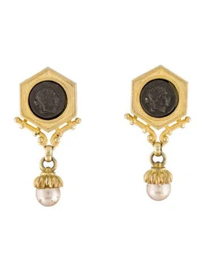 Pre-owned Roxanne Assoulin Faux Pearl Clip-on Drop Earrings In Multi