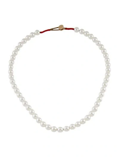 Pre-owned Roxanne Assoulin Faux Pearl Pearly Whites Long Necklace, 18.5" In Multi