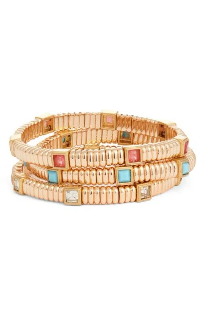 Roxanne Assoulin Giulia Set Of 3 Beaded Bracelets In Multi - Gold