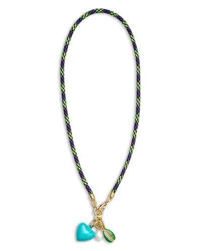 Roxanne Assoulin Happy Cord Charm Necklace, 18 In Green