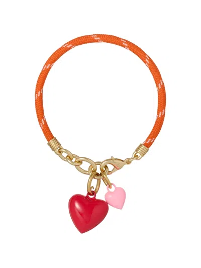 Roxanne Assoulin Happy Cord Double-heart Charm Bracelet In Yellow
