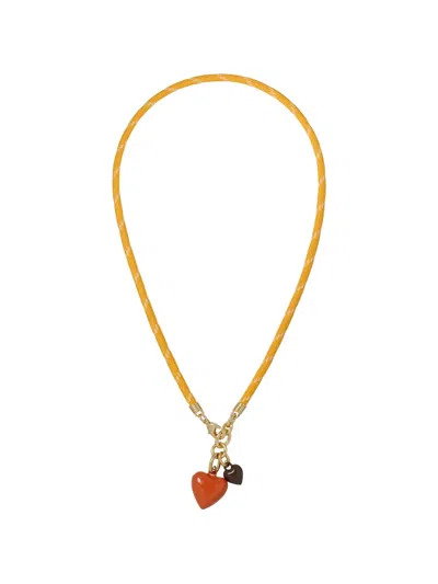 Roxanne Assoulin Happy Cord Double-heart Pendant Necklace In Gold