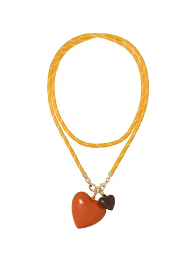 Roxanne Assoulin Happy Cord Double-heart Pendant Necklace In Gold