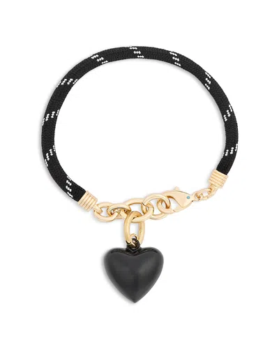 Roxanne Assoulin Happy Cord Heart Charm Bracelet In Black