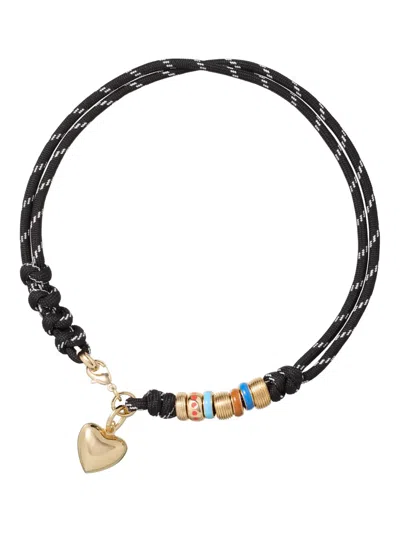 Roxanne Assoulin Happy Cord Heart Necklace In Black