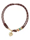 Roxanne Assoulin Happy Cord Heart Necklace In Brown