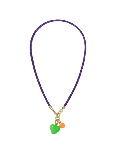 Roxanne Assoulin Happy Cord Heart Necklace In Burgundy