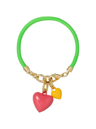 Roxanne Assoulin Happy Cord Heart-charm Bracelet In Orange