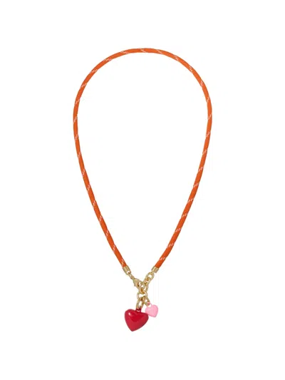 Roxanne Assoulin Happy Cord Heart-pendant Necklace In Gray