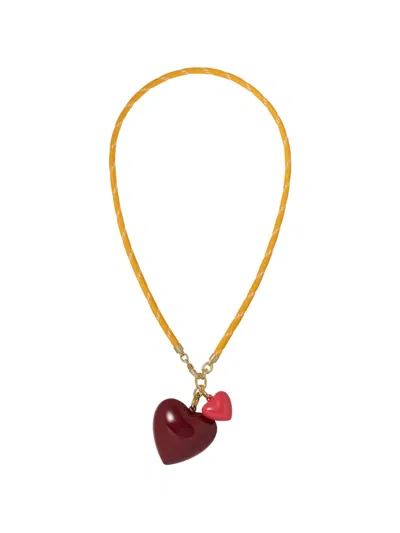 Roxanne Assoulin Happy Cord Heart-pendant Necklace In Green