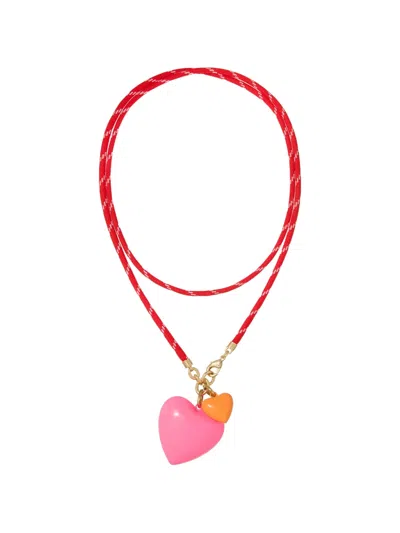 Roxanne Assoulin Happy Cord Heart-pendant Necklace In Green