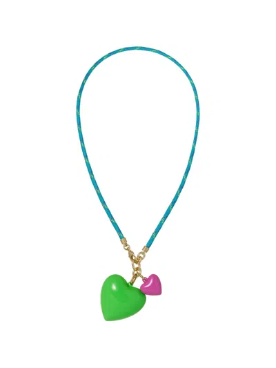 Roxanne Assoulin Happy Cord Heart-pendant Necklace In Metallic