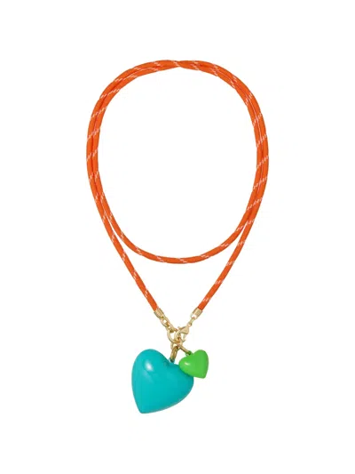 Roxanne Assoulin Happy Cord Heart-pendant Necklace In Metallic