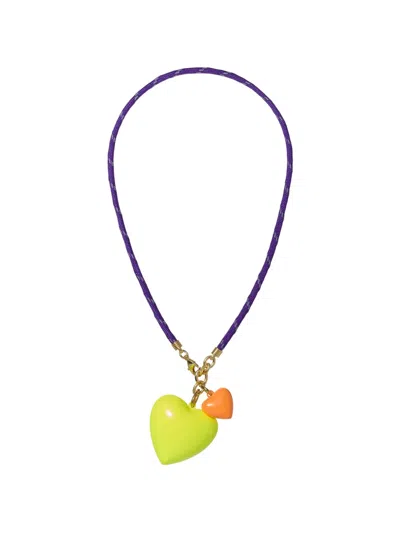 Roxanne Assoulin Happy Cord Heart-pendant Necklace In Purple