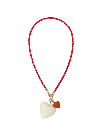Roxanne Assoulin Happy Cord Heart-pendant Necklace In Red