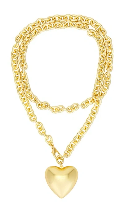 Roxanne Assoulin Heart And Soul Long Pendant Necklace In Semi Shiny Gold