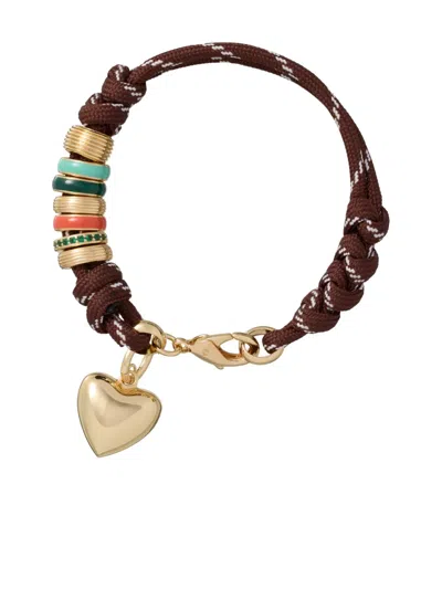Roxanne Assoulin Heart-charm Braided Bracelet In Brown