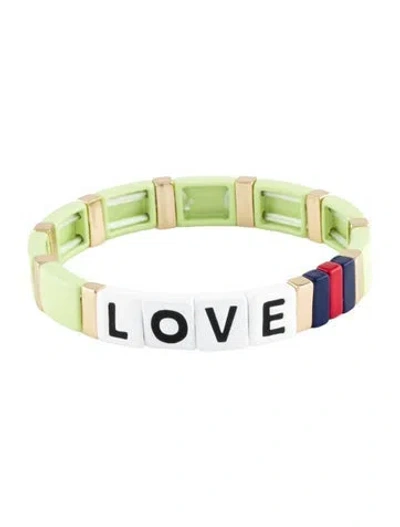 Pre-owned Roxanne Assoulin Just Say It 'love' Stretch Bead Bracelet, 6.25" In Multi