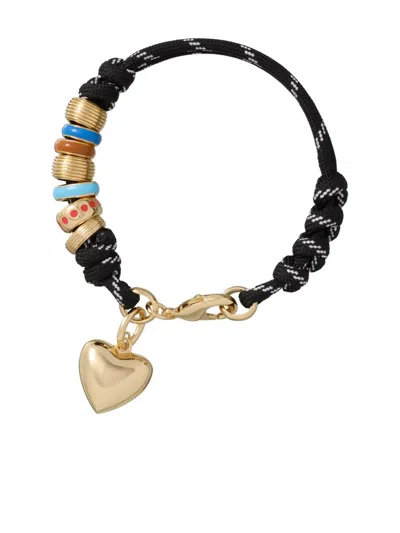 Roxanne Assoulin Knotted Heart-charm Bracelet In Black