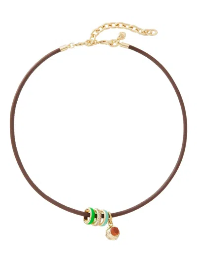 Roxanne Assoulin Leather Charm Necklace In Brown
