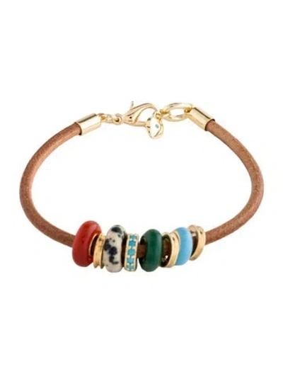Pre-owned Roxanne Assoulin Leather Slider Bracelet, 6.75" In Multi