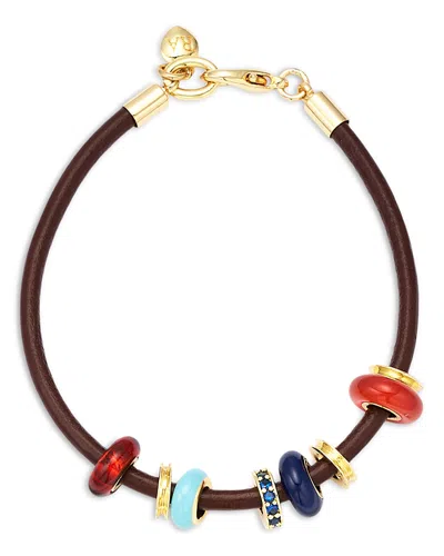Roxanne Assoulin Leather Stone Slider Bracelet In Neutral