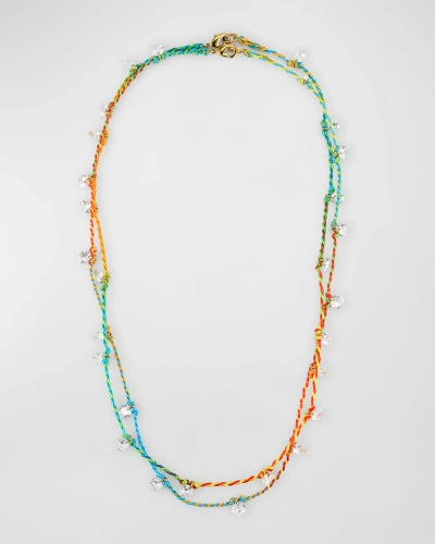 Roxanne Assoulin Mini Drip Drop Rainbow Necklace Duo In Multi