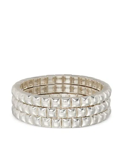 Roxanne Assoulin Mini Square Stud Bracelet (set Of Three) In Silver
