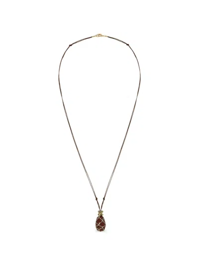 Roxanne Assoulin Netted Stone-pendant Necklace In Brown