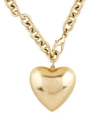 Pre-owned Roxanne Assoulin Puffy Heart Pendant Necklace, 33.75" In Multicolor
