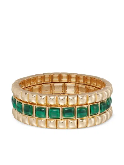 Roxanne Assoulin Puffy Stud Bracelet (set Of Three) In Gold