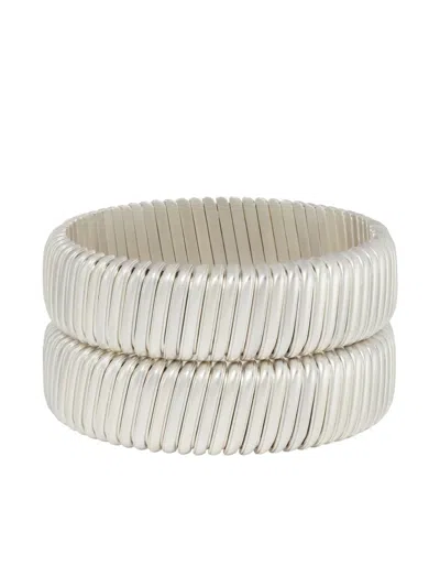 Roxanne Assoulin Ribbed Bracelet Duo In Metallic