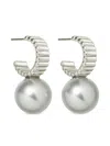 Roxanne Assoulin Ribbed-hoop Pearl Earrings In Metallic