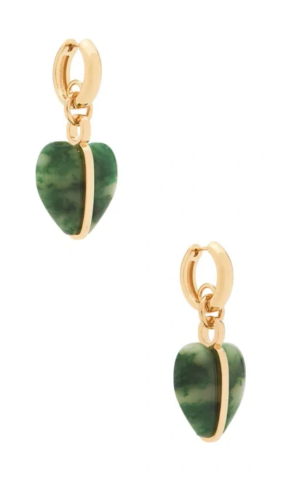 Roxanne Assoulin Semi Heart Cab Cham Earrings In Green