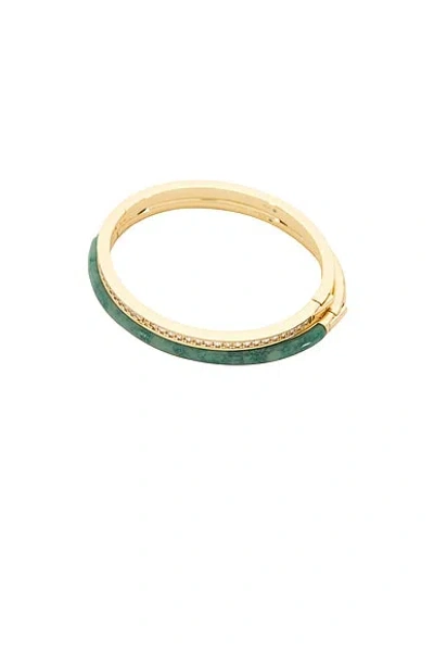 Roxanne Assoulin Semi Stone Channel Set Hinged Cuff Set Of 2 In Green