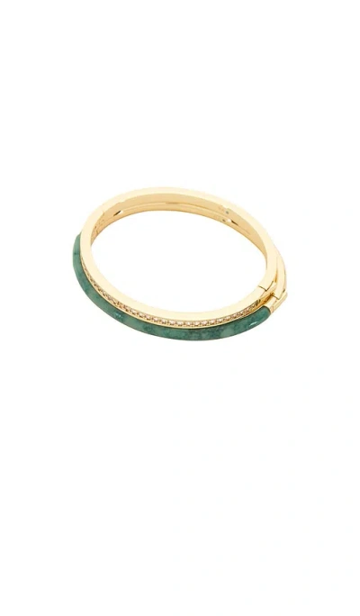 Roxanne Assoulin Semi Stone Channel Set Hinged Cuff Set Of 2 In Gold